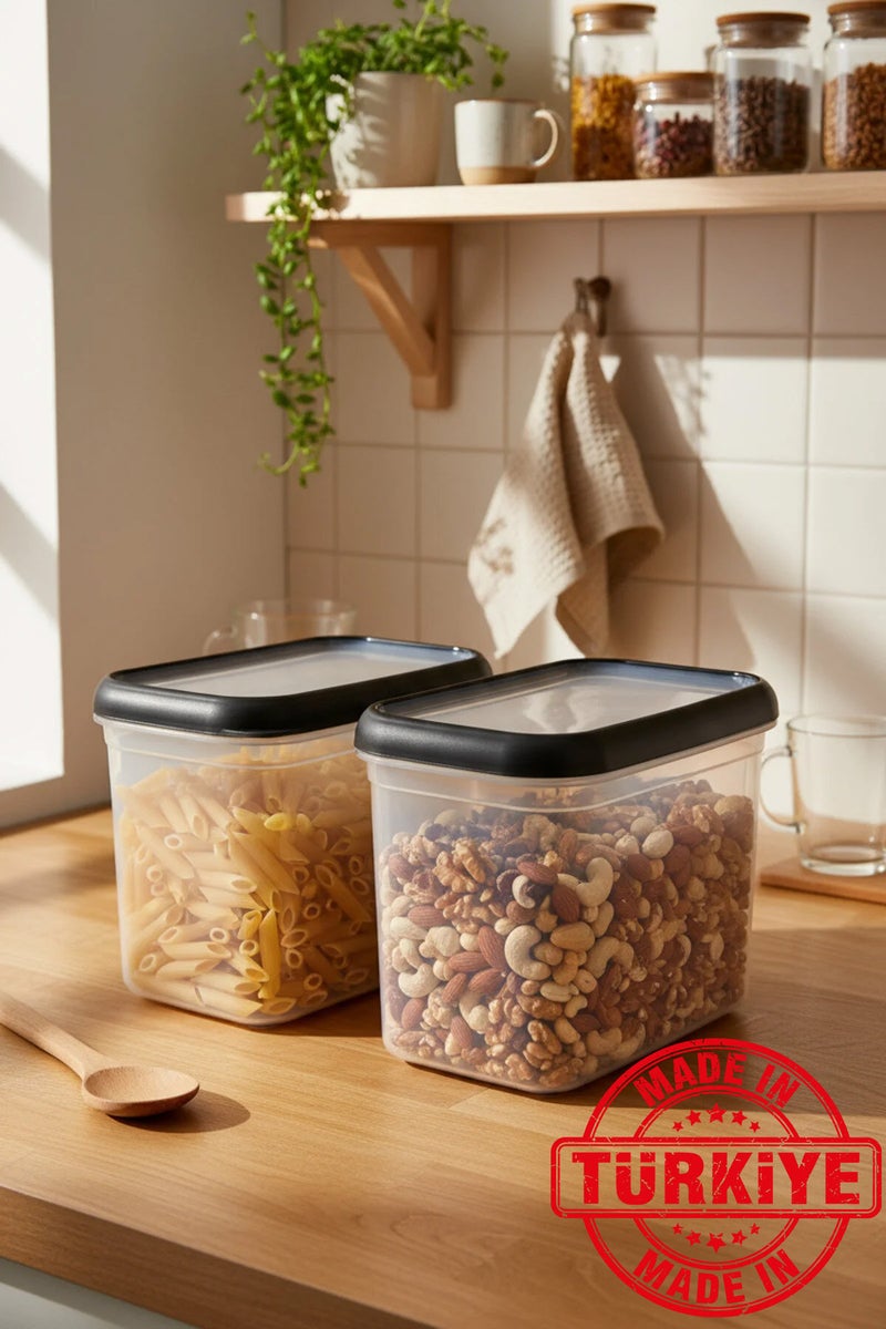 Bernardo Hide Plus 2-Piece Storage Container Black (2X 1.9Lt) (Made in Turkey) - Image 1